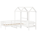 Day Bed and Bench Set with Roof without Mattress White 80x200 cm - Bargainia.com - 