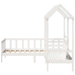 Day Bed and Bench Set with Roof without Mattress White 80x200 cm - Bargainia.com - 