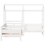 Day Bed and Bench Set with Roof without Mattress White 80x200 cm - Bargainia.com - 
