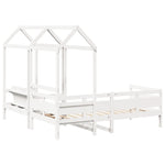 Day Bed and Bench Set with Roof without Mattress White 80x200 cm - Bargainia.com - 