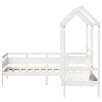 Day Bed and Bench Set with Roof without Mattress White 80x200 cm - Bargainia.com - 