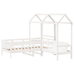 Day Bed and Bench Set with Roof without Mattress White 80x200 cm - Bargainia.com - 