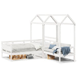 Day Bed and Bench Set with Roof without Mattress White 80x200 cm - Bargainia.com - 