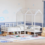 Day Bed and Bench Set with Roof without Mattress White 80x200 cm - Bargainia.com - 
