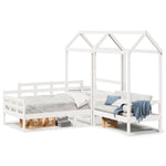 Day Bed and Bench Set with Roof without Mattress White 80x200 cm - Bargainia.com - 