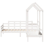 Day Bed and Bench Set with Roof without Mattress White 80x200 cm - Bargainia.com - 