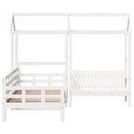 Day Bed and Bench Set with Roof without Mattress White 80x200 cm - Bargainia.com - 