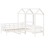 Day Bed and Bench Set with Roof without Mattress White 80x200 cm - Bargainia.com - 