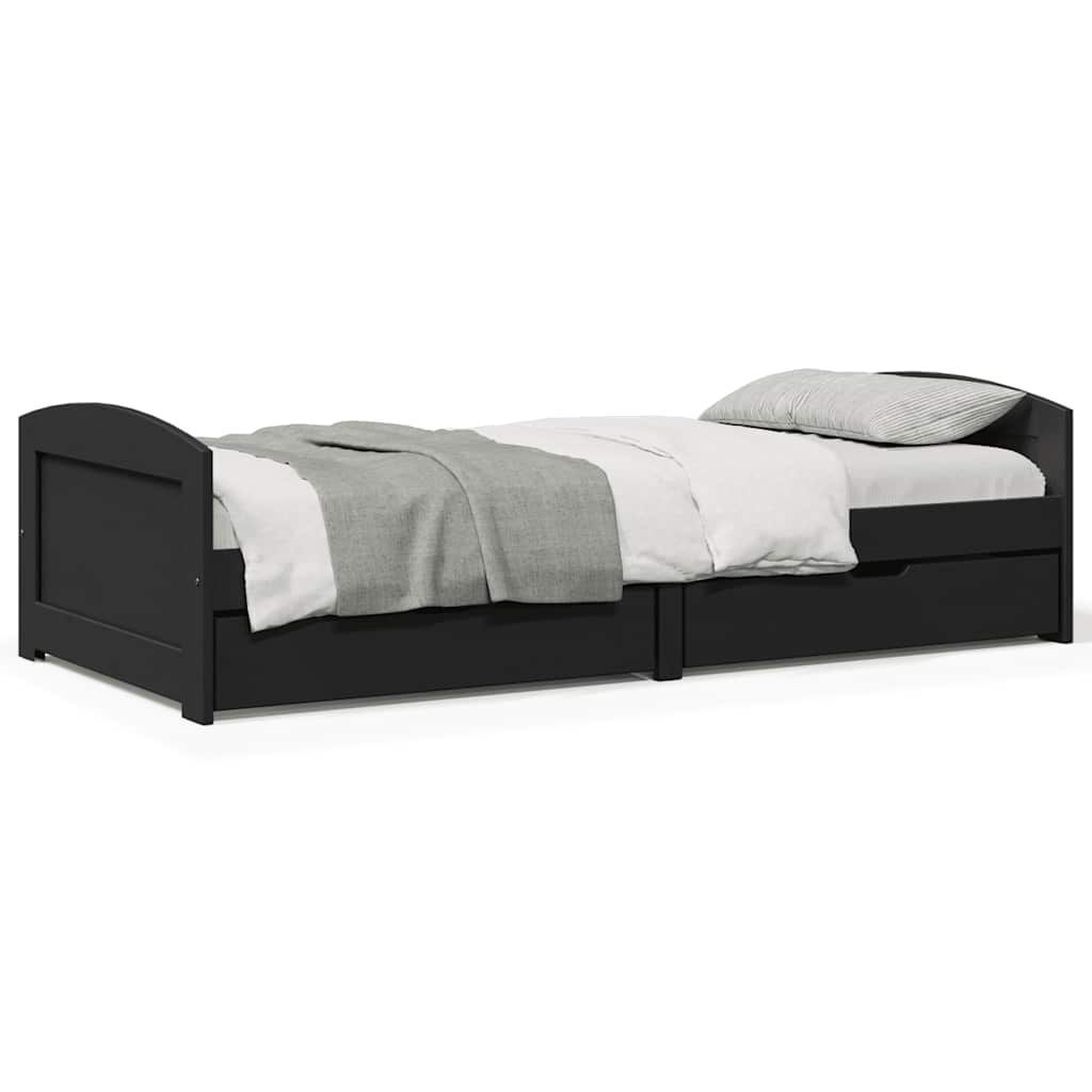 Day Bed with 2 Drawers without Mattress IRUN Black 90x200 cm - Bargainia.com - 