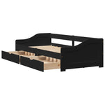 Day Bed with 2 Drawers without Mattress IRUN Black 90x200 cm - Bargainia.com - 