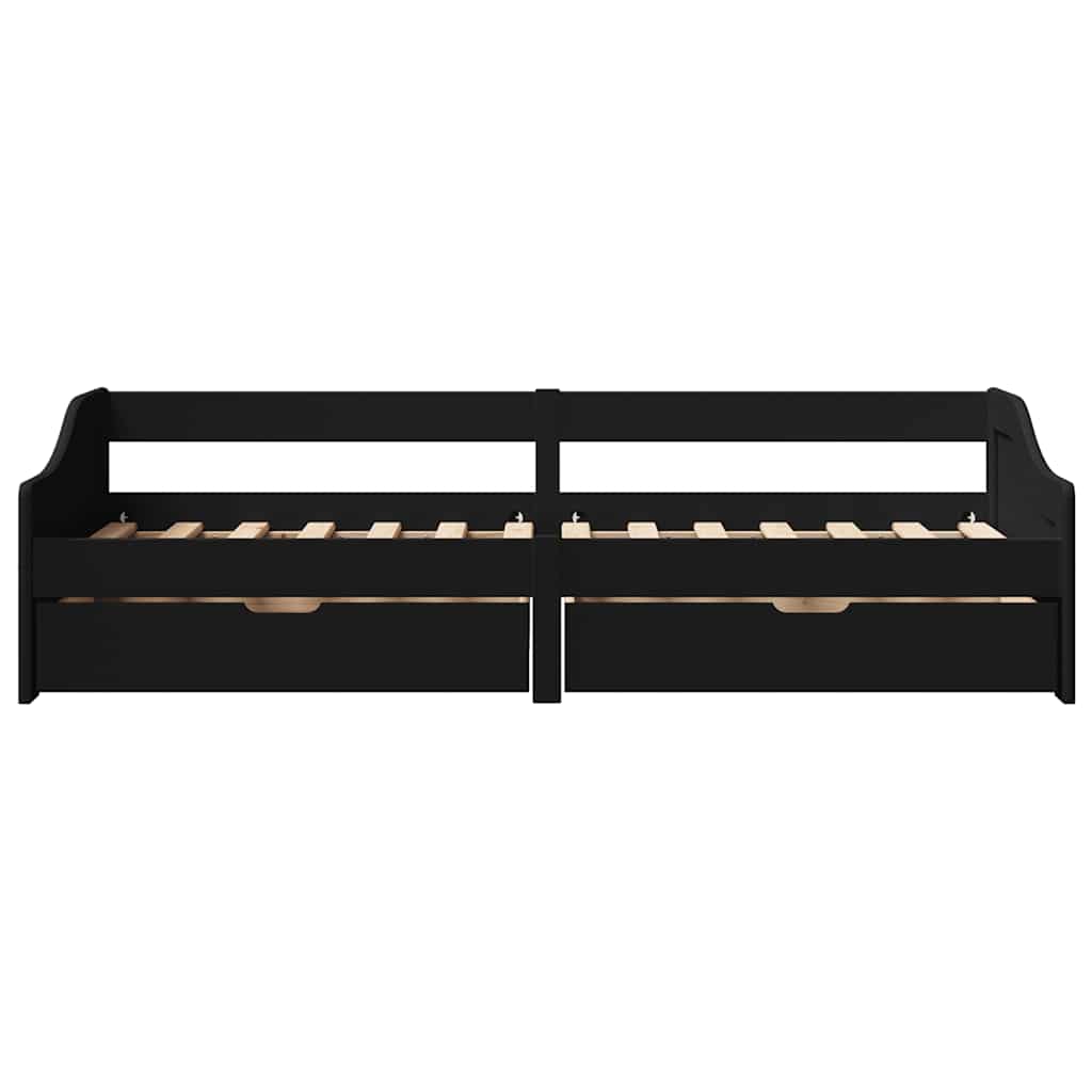 Day Bed with 2 Drawers without Mattress IRUN Black 90x200 cm - Bargainia.com - 