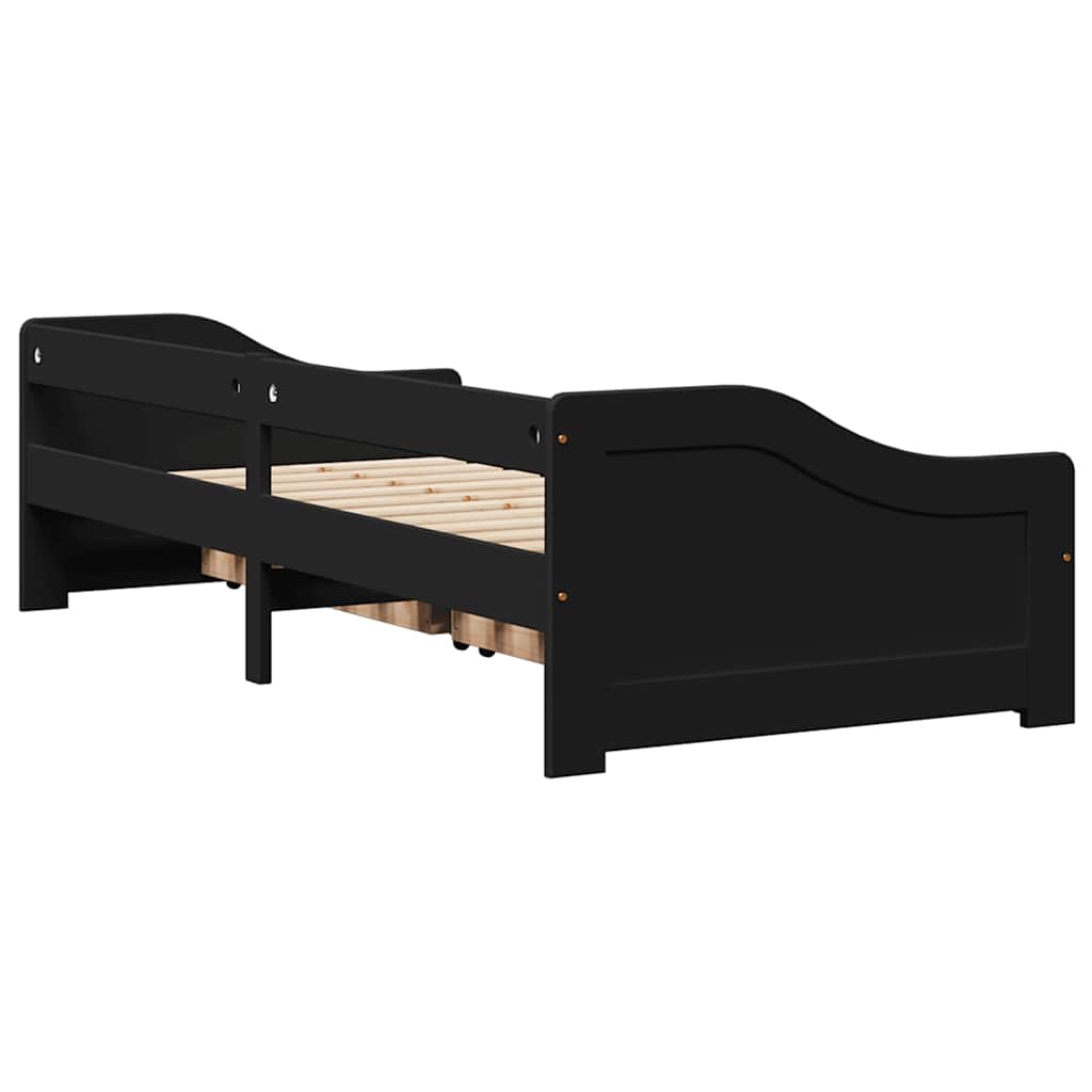 Day Bed with 2 Drawers without Mattress IRUN Black 90x200 cm - Bargainia.com - 