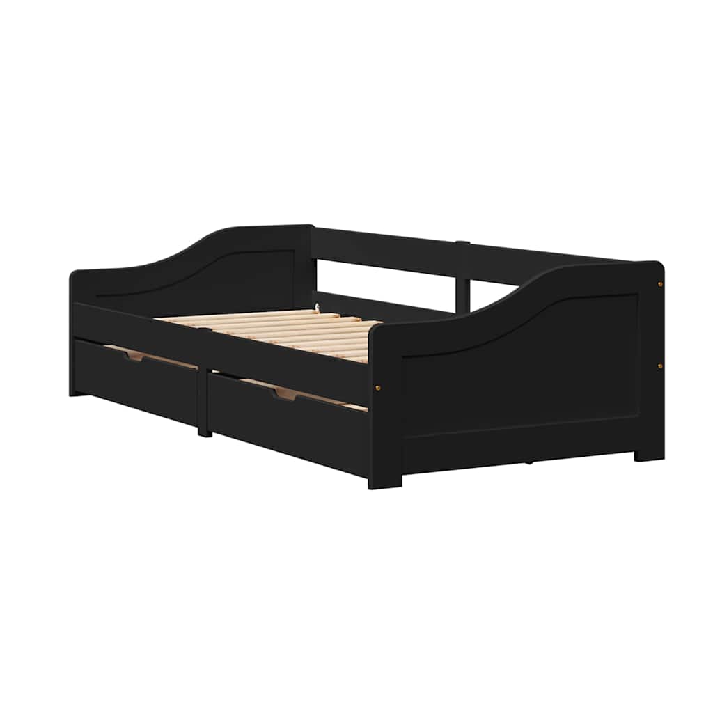 Day Bed with 2 Drawers without Mattress IRUN Black 90x200 cm - Bargainia.com - 