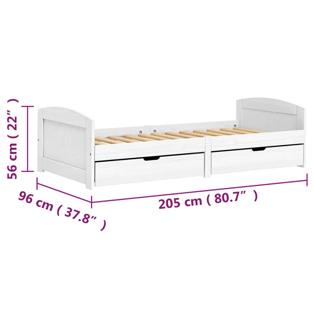 Day Bed with 2 Drawers without Mattress "IRUN" White 90x200 cm - Bargainia.com - 