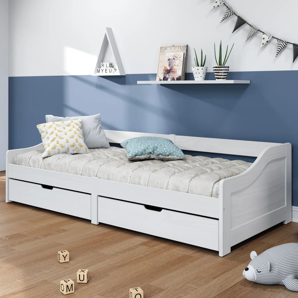 Day Bed with 2 Drawers without Mattress "IRUN" White 90x200 cm - Bargainia.com - 