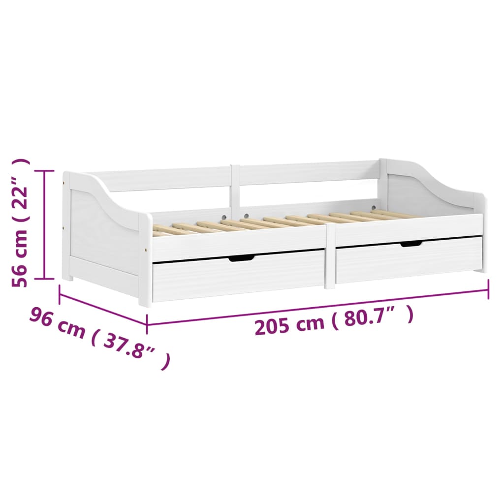 Day Bed with 2 Drawers without Mattress "IRUN" White 90x200 cm - Bargainia.com - 