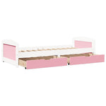 Day Bed with 2 Drawers without Mattress IRUN White&Pink 90x200 cm - Bargainia.com - 