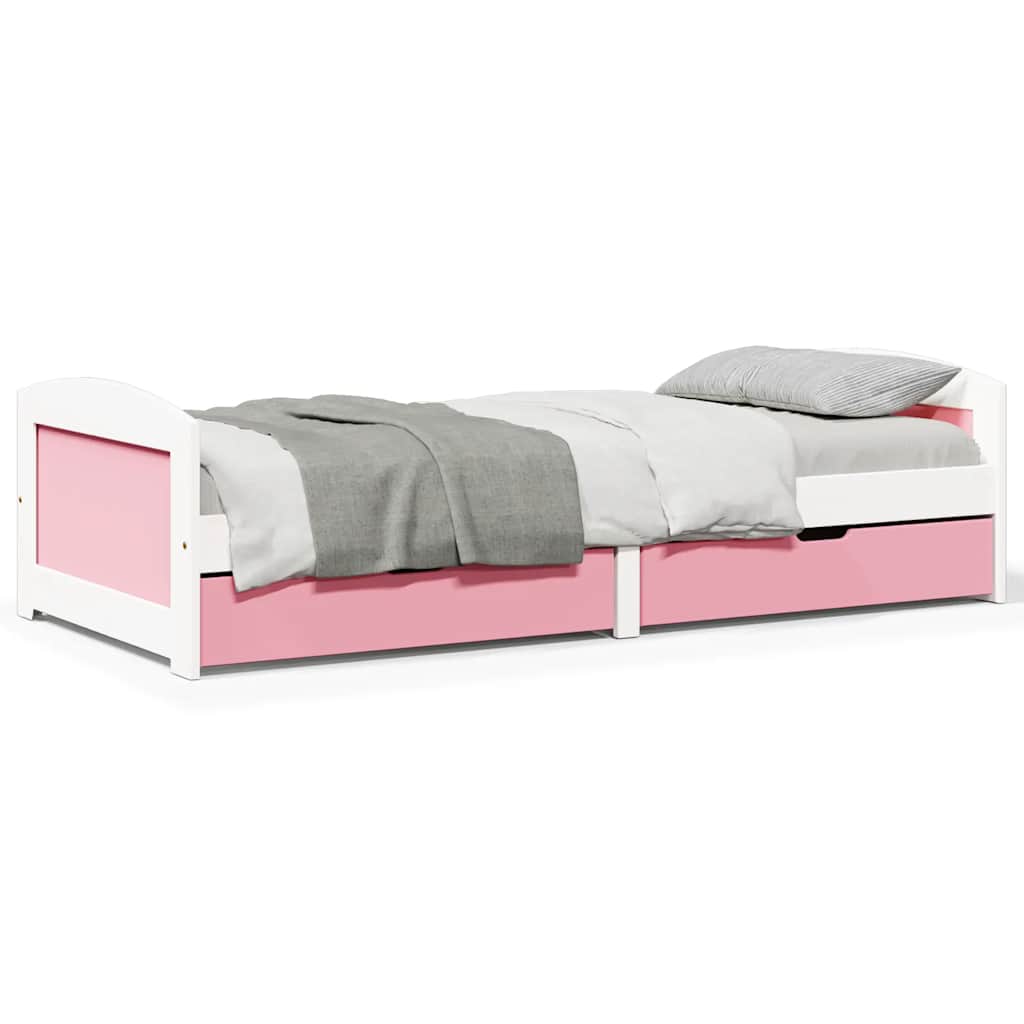Day Bed with 2 Drawers without Mattress IRUN White&Pink 90x200 cm - Bargainia.com - 