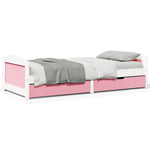 Day Bed with 2 Drawers without Mattress IRUN White&Pink 90x200 cm - Bargainia.com - 