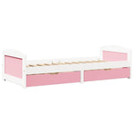 Day Bed with 2 Drawers without Mattress IRUN White&Pink 90x200 cm - Bargainia.com - 