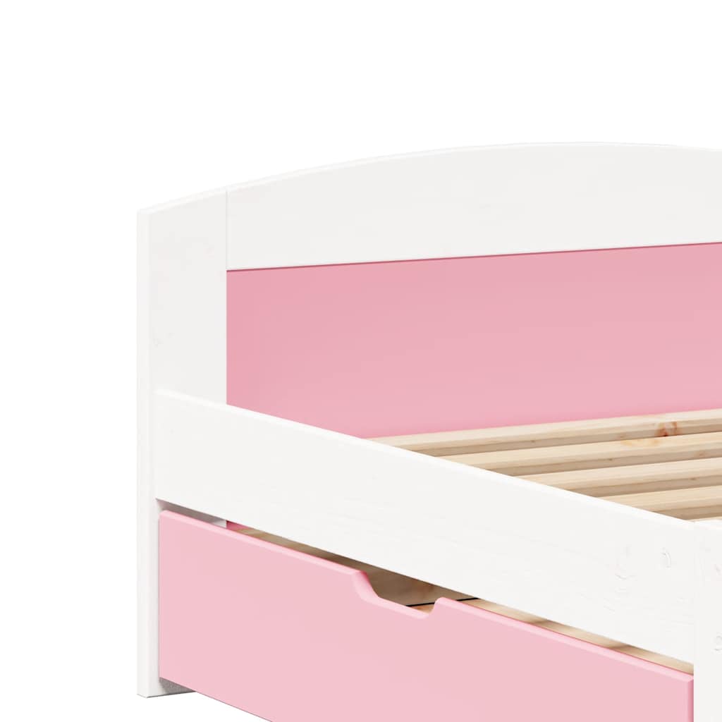 Day Bed with 2 Drawers without Mattress IRUN White&Pink 90x200 cm - Bargainia.com - 