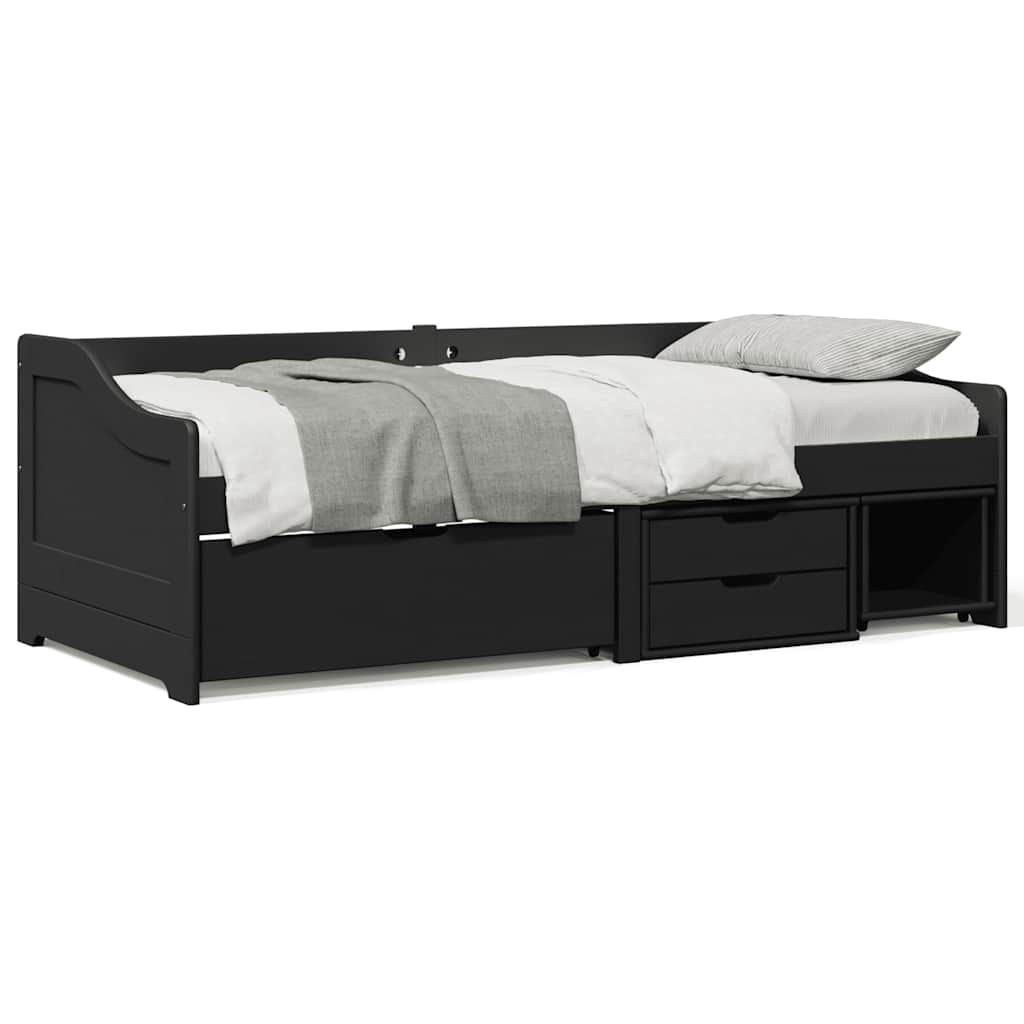 Day Bed with 3 Drawers without Mattress IRUN Black 90x200 cm - Bargainia.com - 