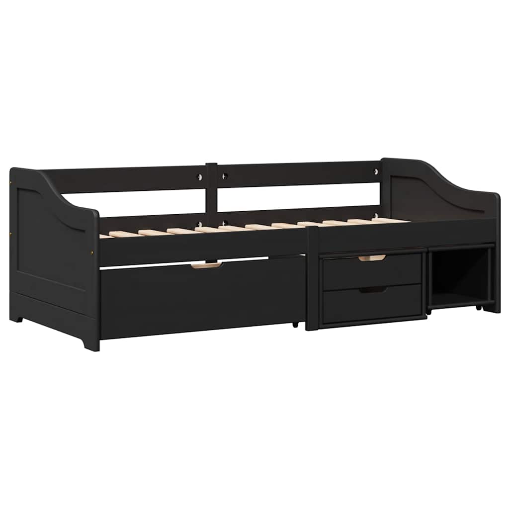 Day Bed with 3 Drawers without Mattress IRUN Black 90x200 cm - Bargainia.com - 
