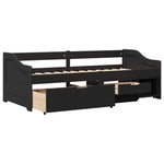 Day Bed with 3 Drawers without Mattress IRUN Black 90x200 cm - Bargainia.com - 