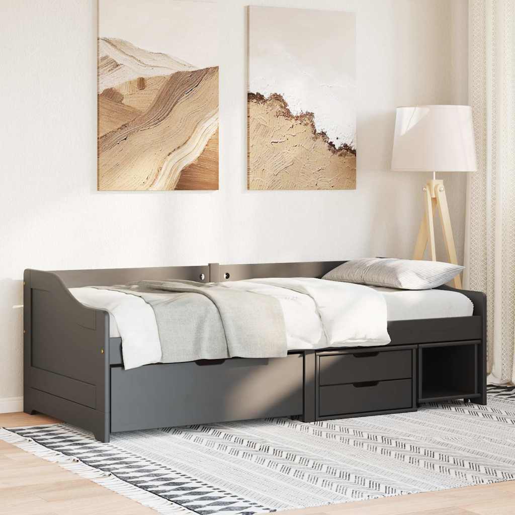 Day Bed with 3 Drawers without Mattress IRUN Black 90x200 cm - Bargainia.com - 