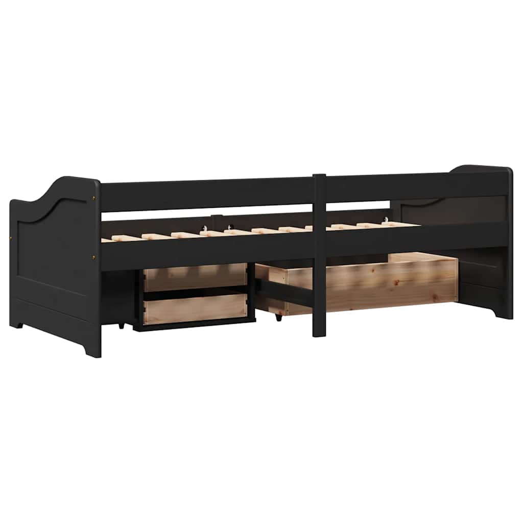 Day Bed with 3 Drawers without Mattress IRUN Black 90x200 cm - Bargainia.com - 