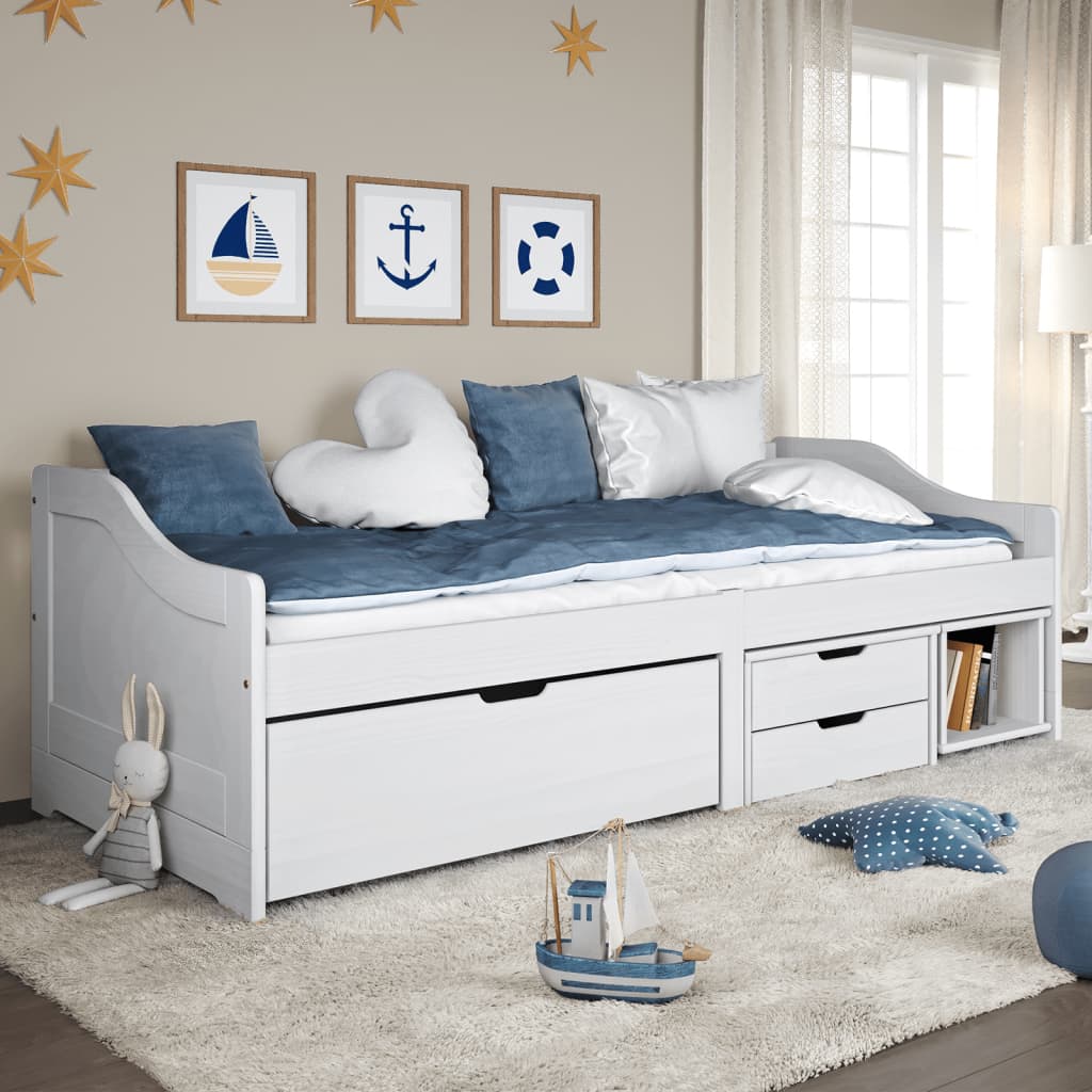 Day Bed with 3 Drawers without Mattress "IRUN" White 90x200 cm - Bargainia.com - 