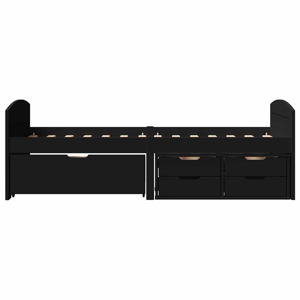 Day Bed with 5 Drawers without Mattress IRUN Black 90x200 cm - Bargainia.com - 