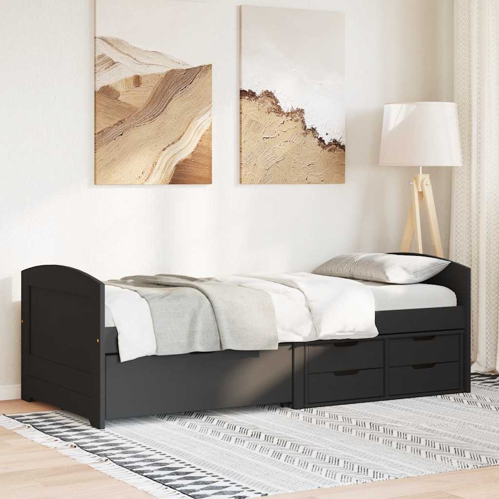 Day Bed with 5 Drawers without Mattress IRUN Black 90x200 cm - Bargainia.com - 