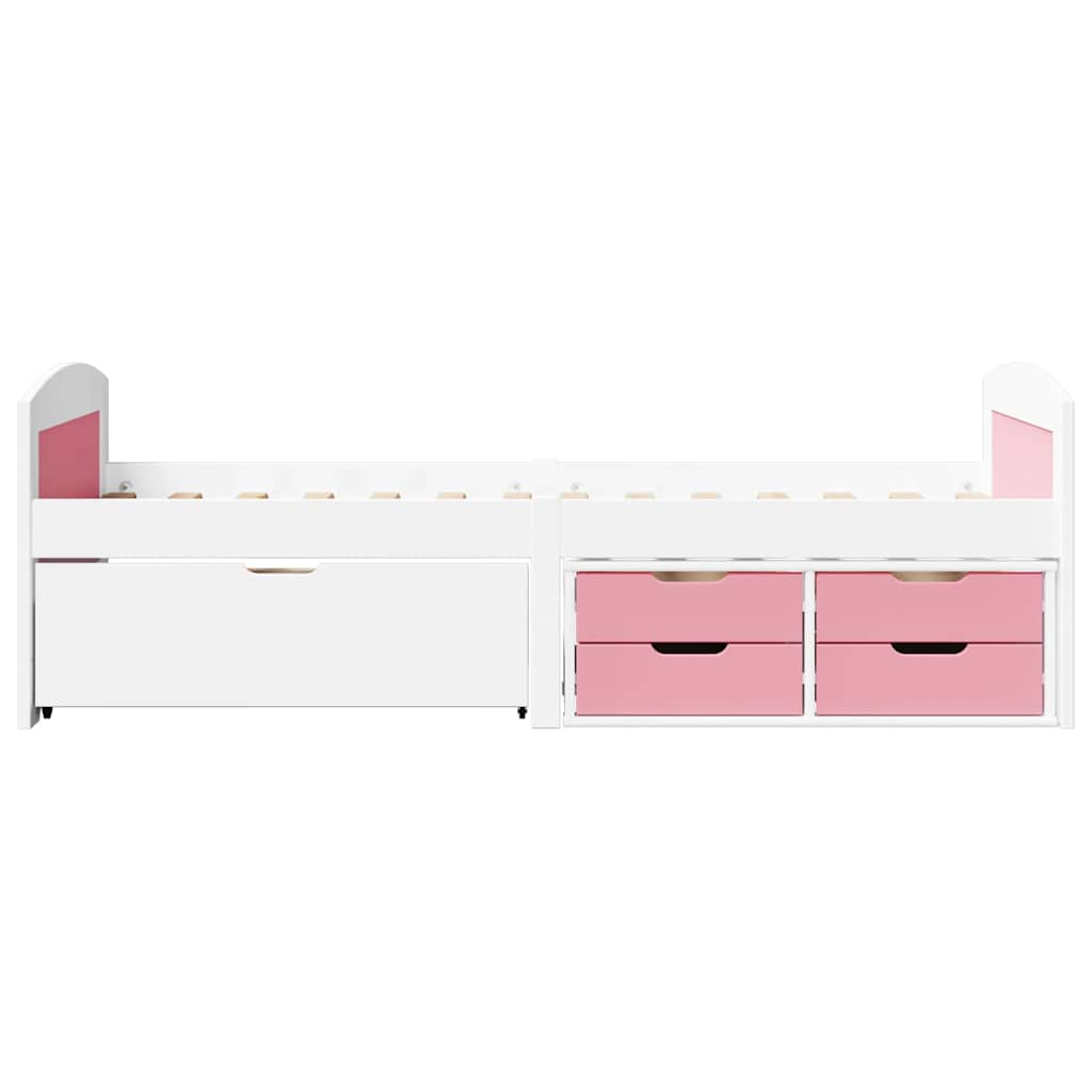 Day Bed with 5 Drawers without Mattress IRUN White&Pink 90x200 cm - Bargainia.com - 