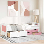 Day Bed with 5 Drawers without Mattress IRUN White&Pink 90x200 cm - Bargainia.com - 