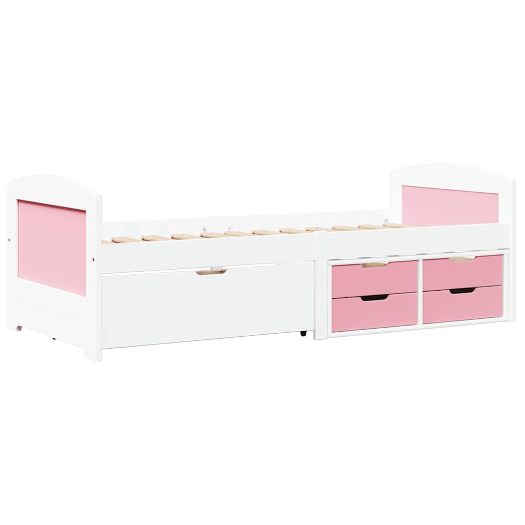 Day Bed with 5 Drawers without Mattress IRUN White&Pink 90x200 cm - Bargainia.com - 