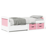Day Bed with 5 Drawers without Mattress IRUN White&Pink 90x200 cm - Bargainia.com - 