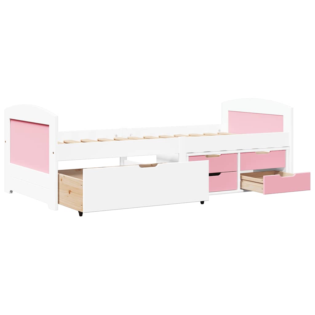Day Bed with 5 Drawers without Mattress IRUN White&Pink 90x200 cm - Bargainia.com - 