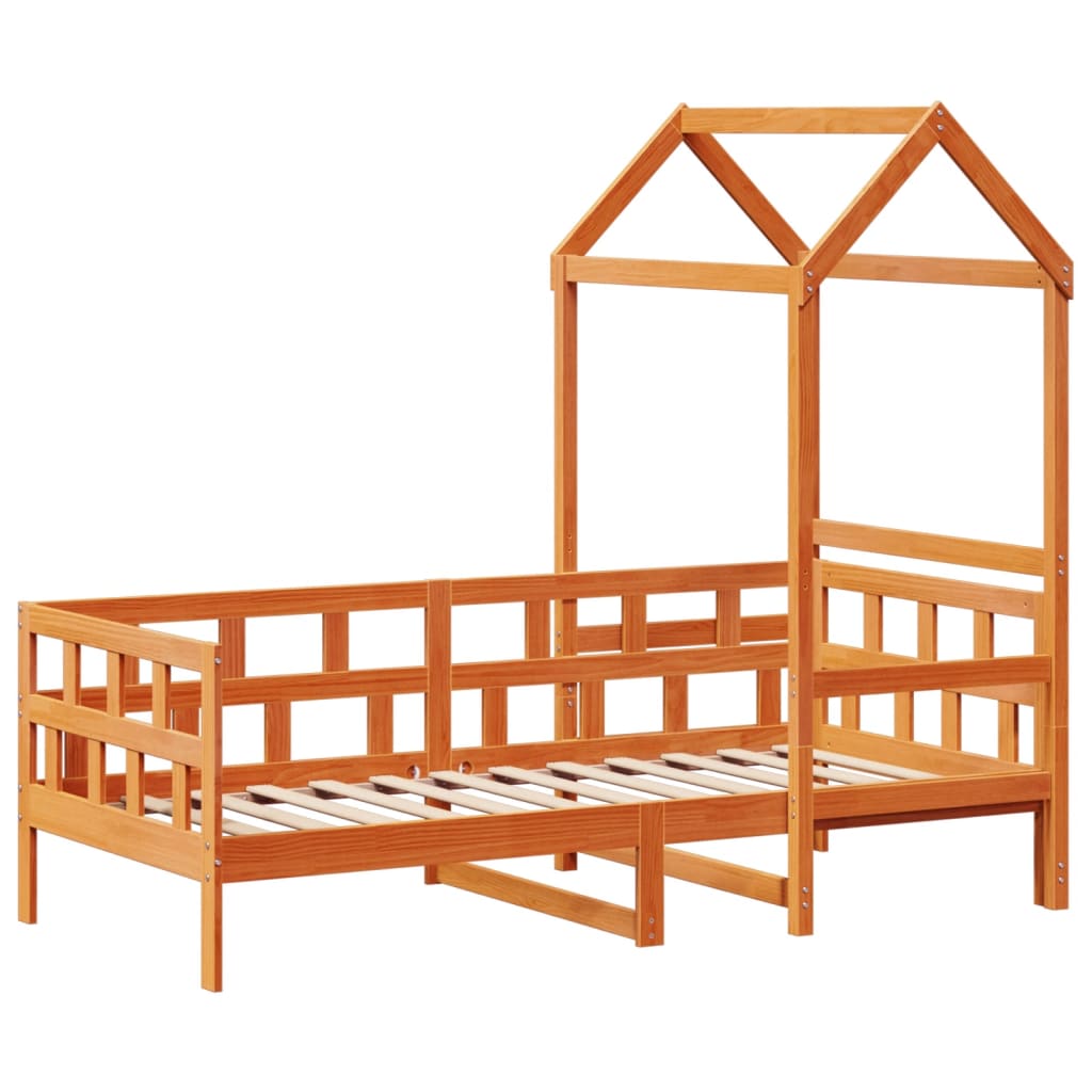 Day Bed with Roof without Mattress Wax Brown 80x200 cm Solid Wood - Bargainia.com - 