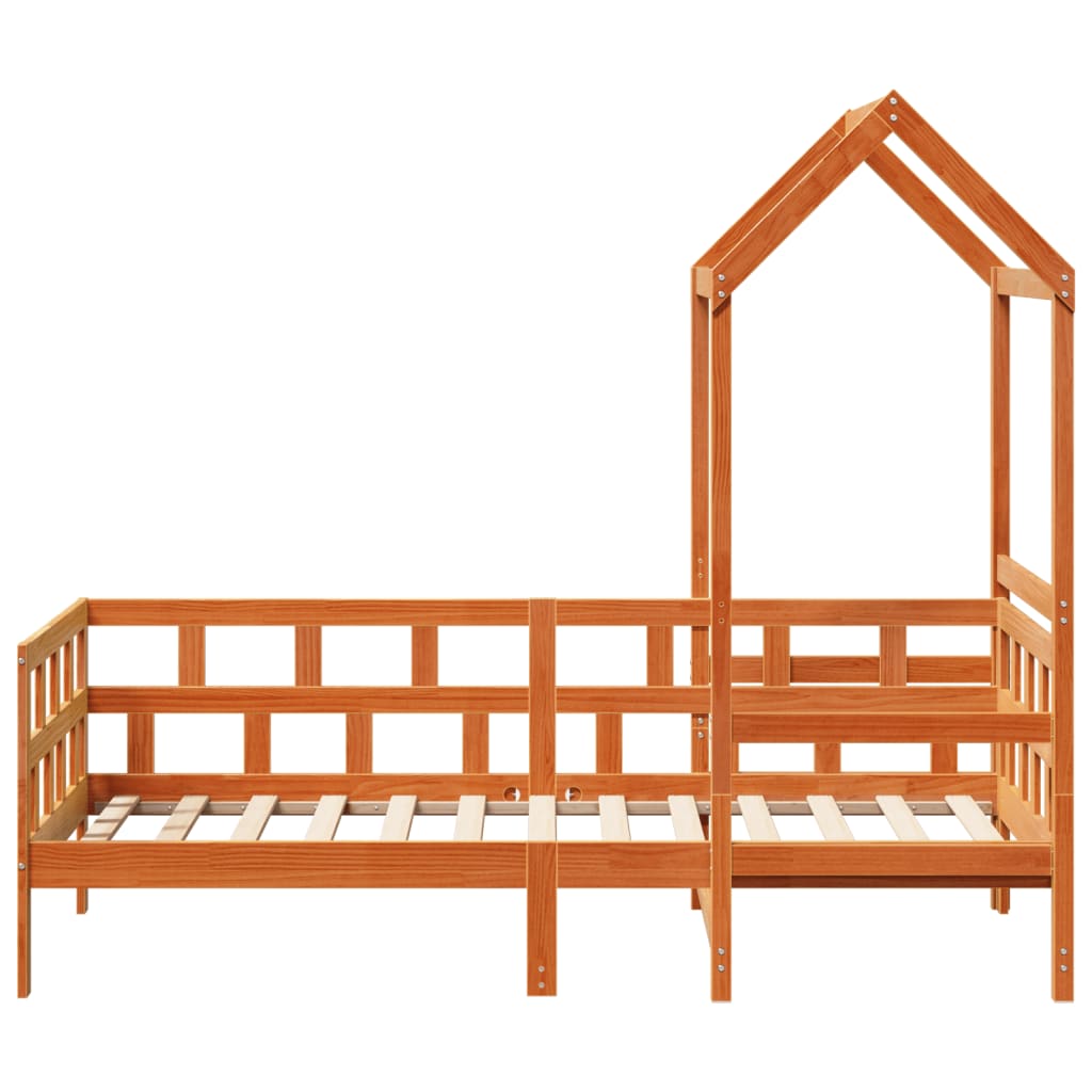 Day Bed with Roof without Mattress Wax Brown 90x200 cm Solid Wood - Bargainia.com - 
