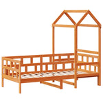 Day Bed with Roof without Mattress Wax Brown 90x200 cm Solid Wood - Bargainia.com - 