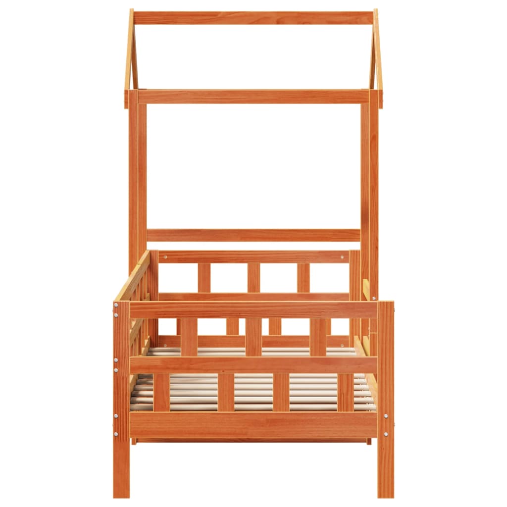 Day Bed with Roof without Mattress Wax Brown 90x200 cm Solid Wood - Bargainia.com - 