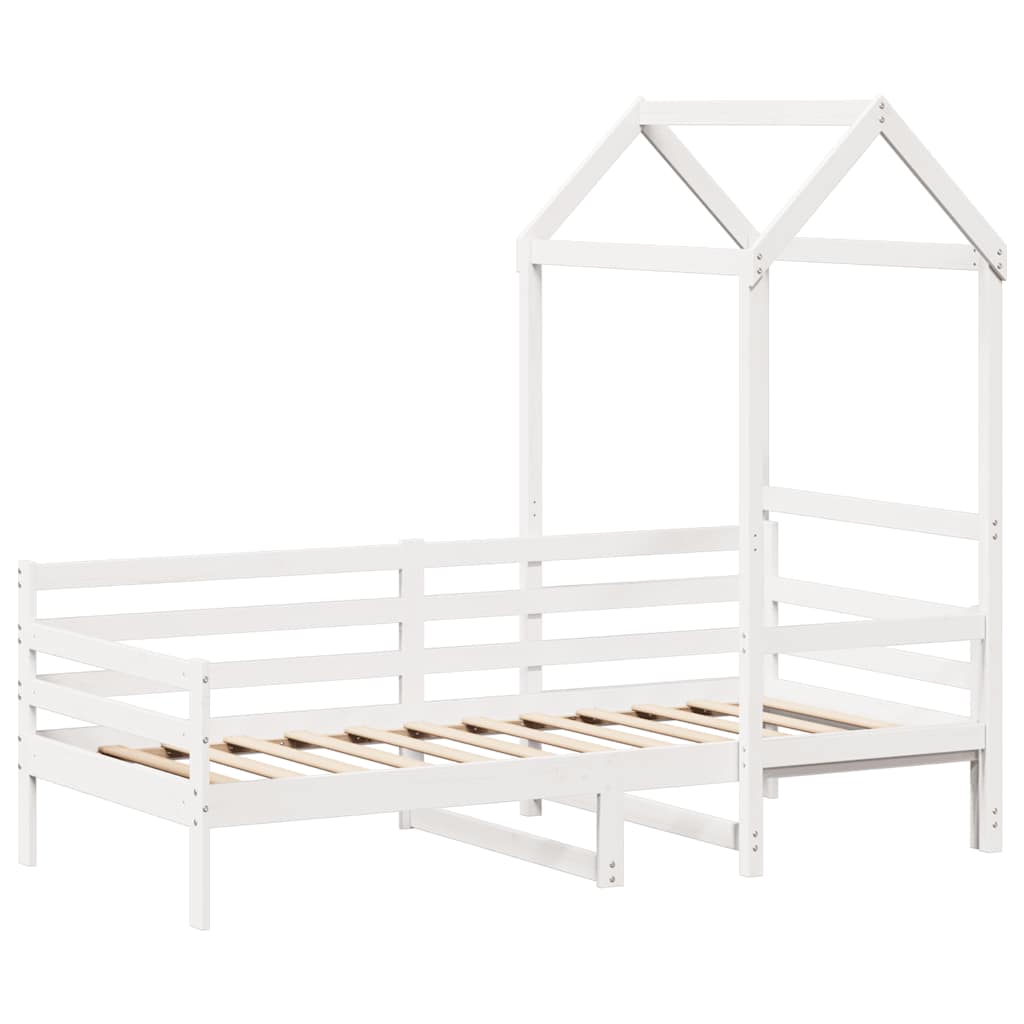 Day Bed with Roof without Mattress White 80x200 cm Solid Wood - Bargainia.com - 