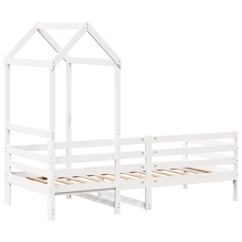 Day Bed with Roof without Mattress White 80x200 cm Solid Wood - Bargainia.com - 