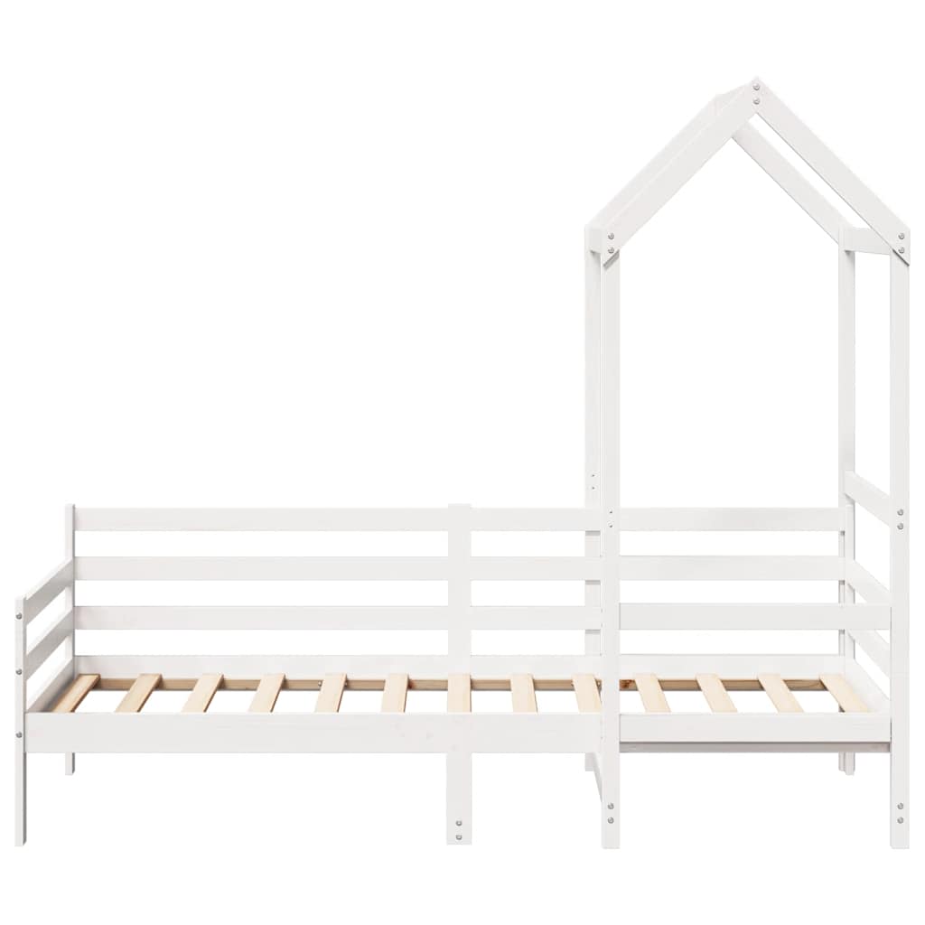 Day Bed with Roof without Mattress White 80x200 cm Solid Wood - Bargainia.com - 