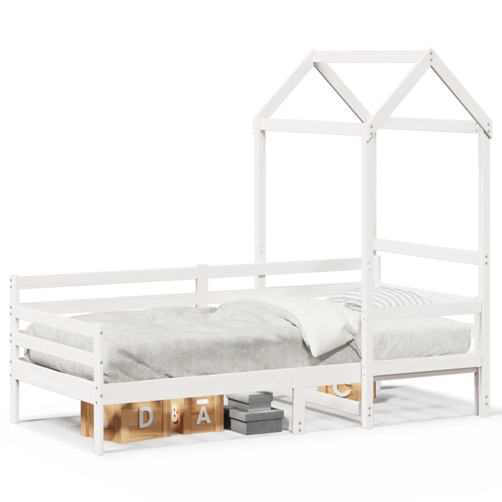 Day Bed with Roof without Mattress White 80x200 cm Solid Wood - Bargainia.com - 