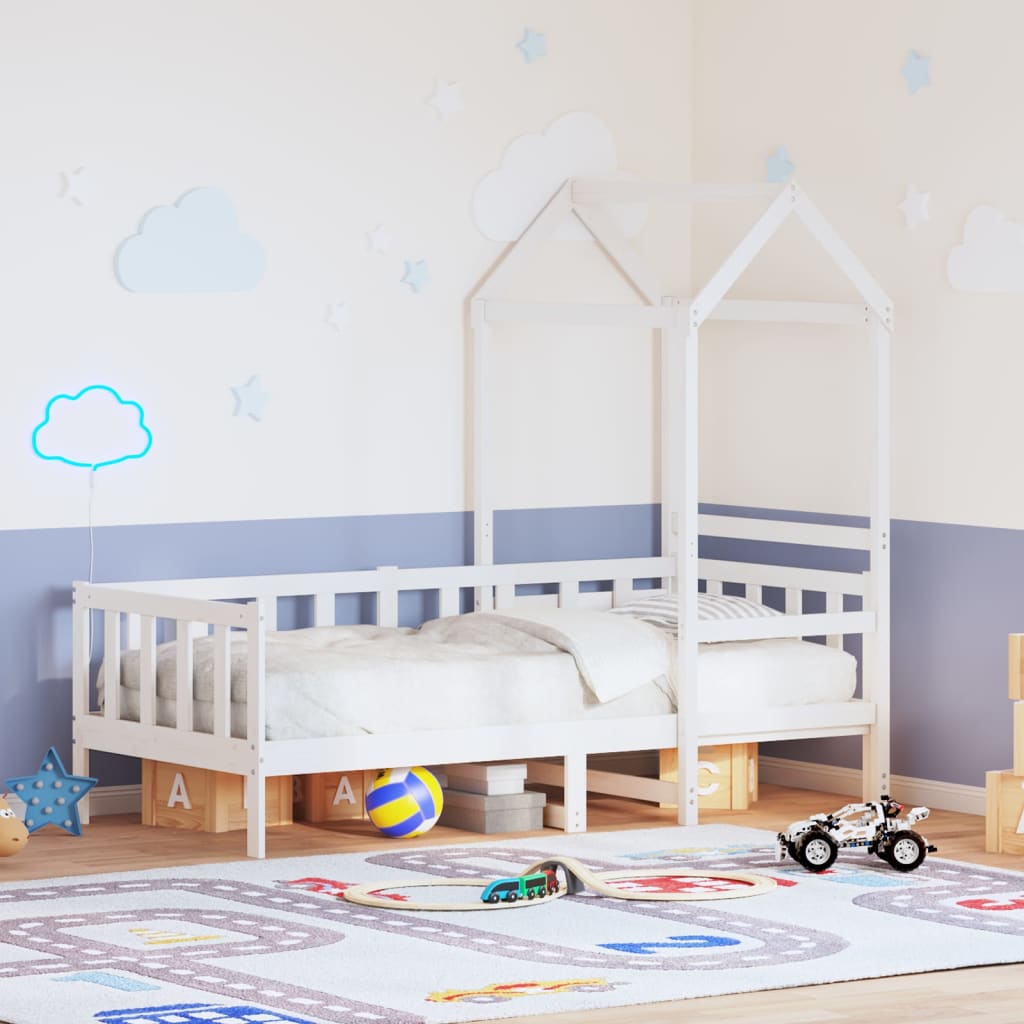 Day Bed with Roof without Mattress White 80x200 cm Solid Wood - Bargainia.com - 