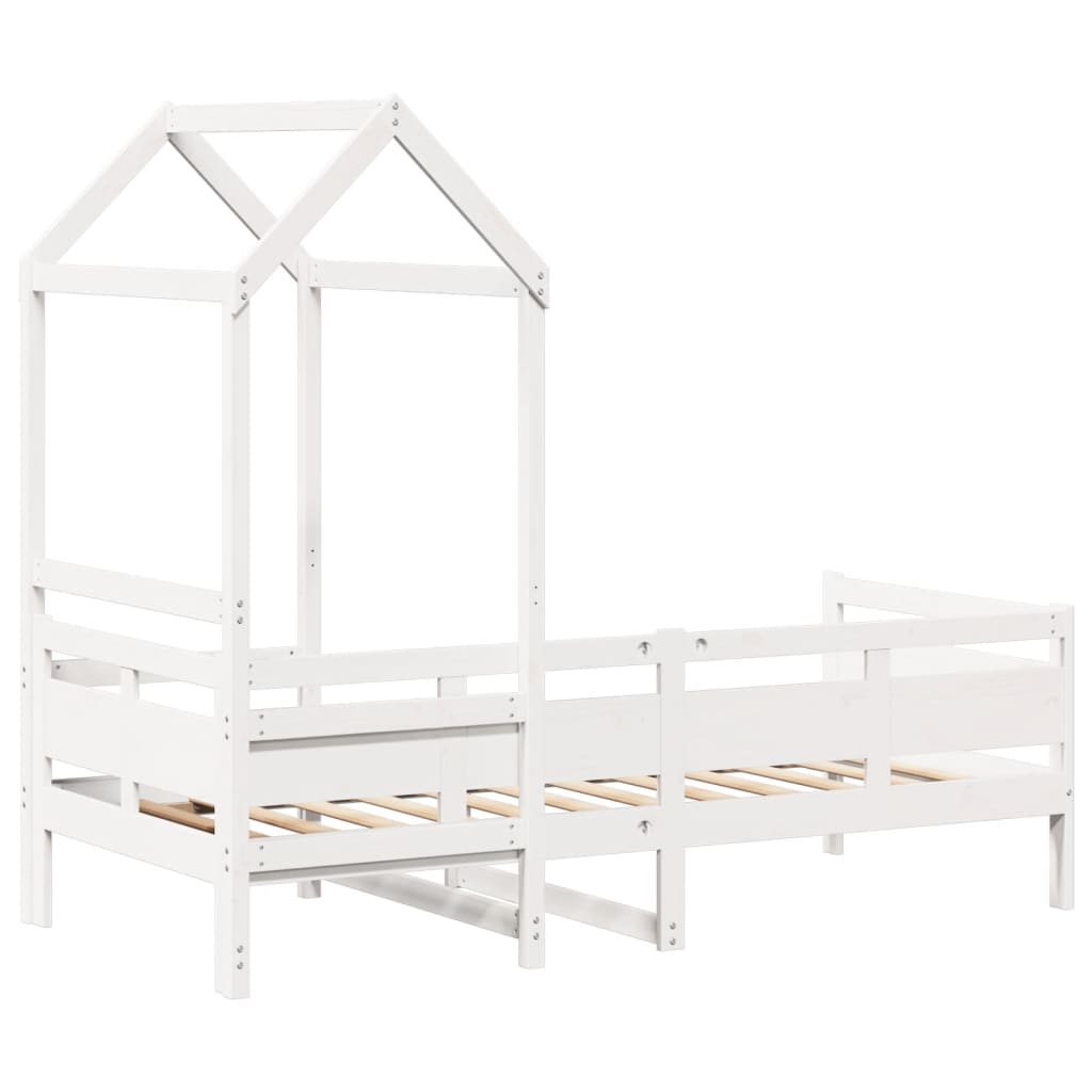 Day Bed with Roof without Mattress White 80x200 cm Solid Wood - Bargainia.com - 