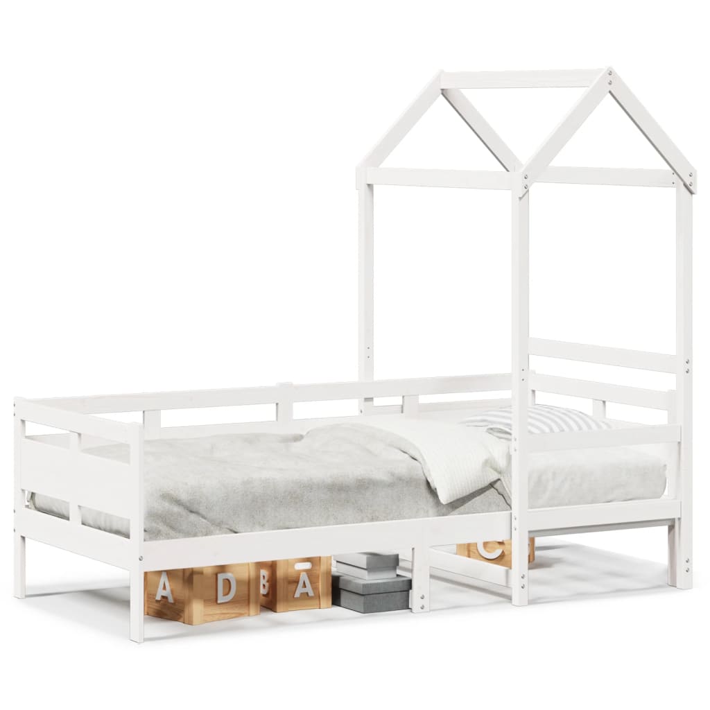 Day Bed with Roof without Mattress White 80x200 cm Solid Wood - Bargainia.com - 