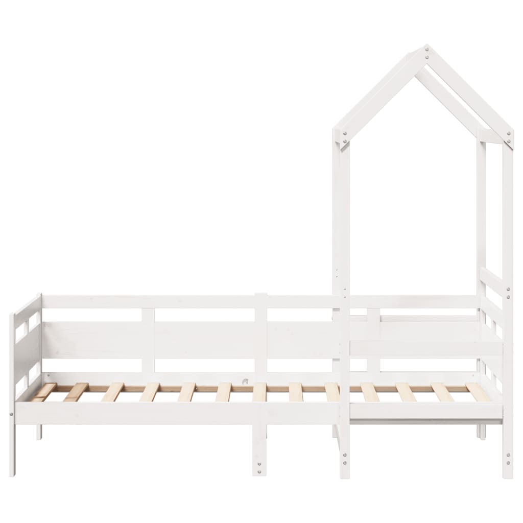 Day Bed with Roof without Mattress White 80x200 cm Solid Wood - Bargainia.com - 